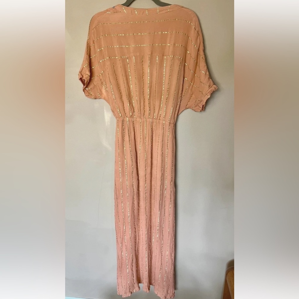 Women's Peach V-Neck Maxi Dress - Picture 5 of 10